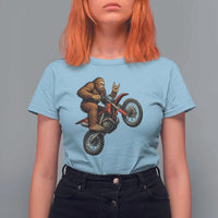 Bigfoot Dirt Bike T Shirt For Women Motocross Sasquatch Rock On Hand - Wonder Print Shop