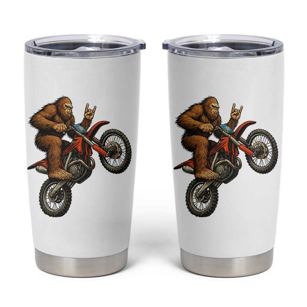 Bigfoot Dirt Bike Tumbler Cup Motocross Sasquatch Rock On Hand