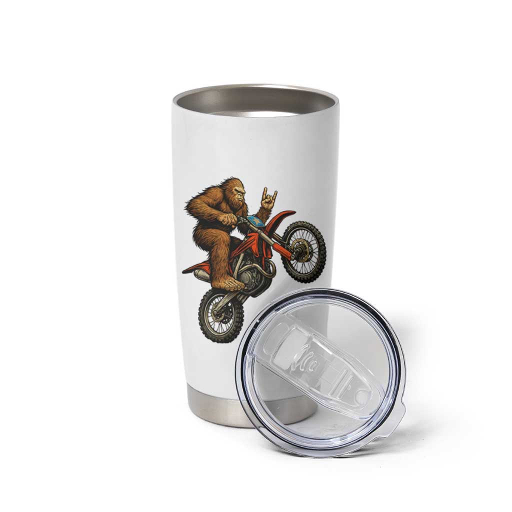 Bigfoot Dirt Bike Tumbler Cup Motocross Sasquatch Rock On Hand