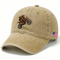 Bigfoot Dirt Bike Washed Cotton Baseball Cap Motocross Sasquatch Rock On Hand