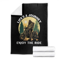 Motorcycle Bigfoot Sasquatch Throw Blanket Life Is A Journey Enjoy The Ride - Wonder Print Shop