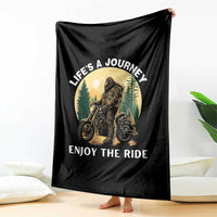 Motorcycle Bigfoot Sasquatch Throw Blanket Life Is A Journey Enjoy The Ride - Wonder Print Shop