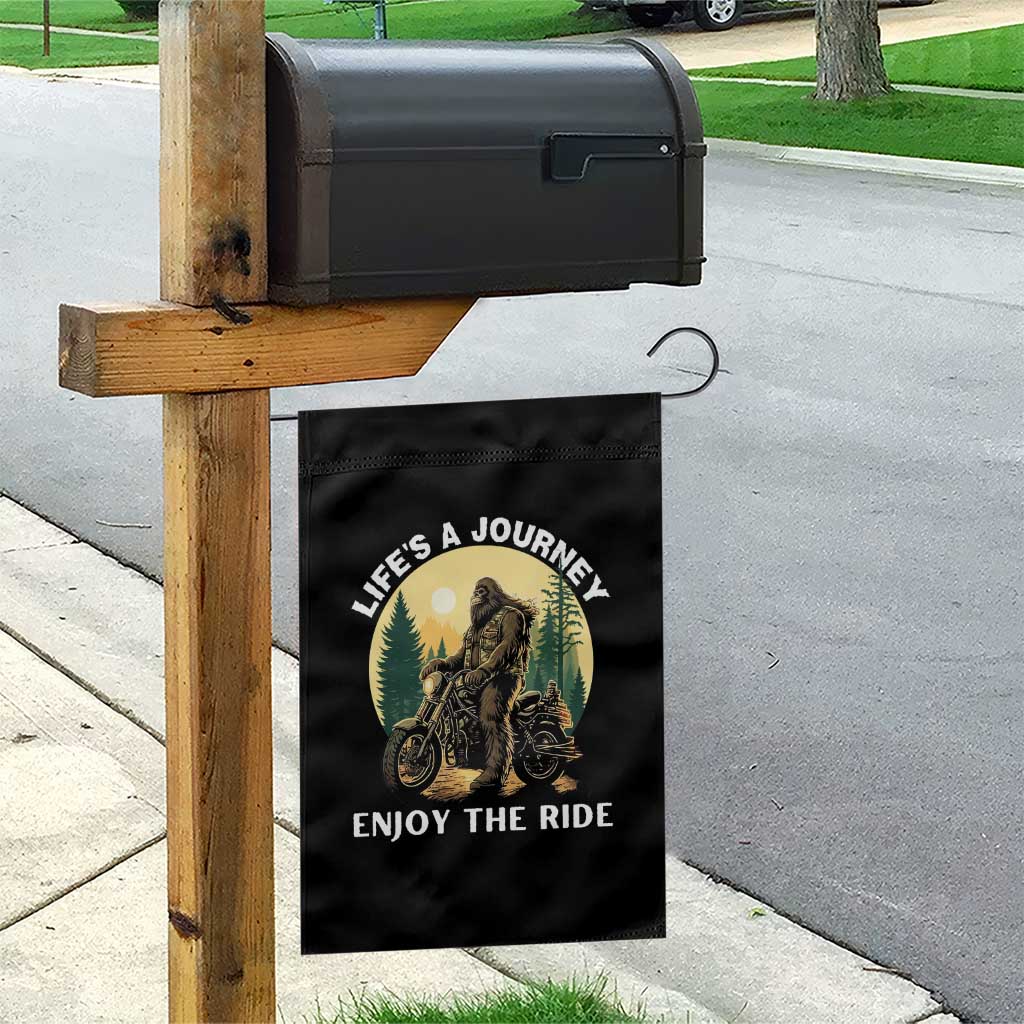 Motorcycle Bigfoot Sasquatch Garden Flag Life Is A Journey Enjoy The Ride - Wonder Print Shop