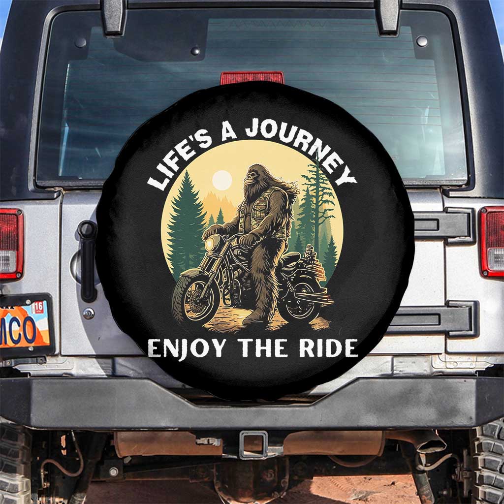 Motorcycle Bigfoot Sasquatch Spare Tire Cover Life Is A Journey Enjoy The Ride - Wonder Print Shop