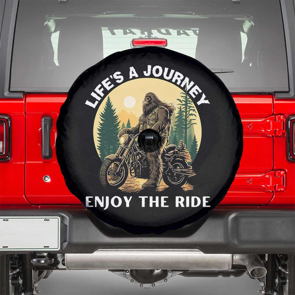 Motorcycle Bigfoot Sasquatch Spare Tire Cover Life Is A Journey Enjoy The Ride - Wonder Print Shop