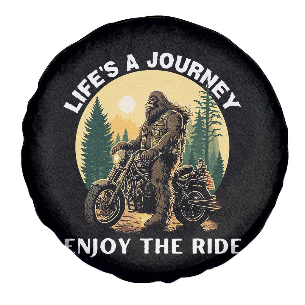 Motorcycle Bigfoot Sasquatch Spare Tire Cover Life Is A Journey Enjoy The Ride - Wonder Print Shop
