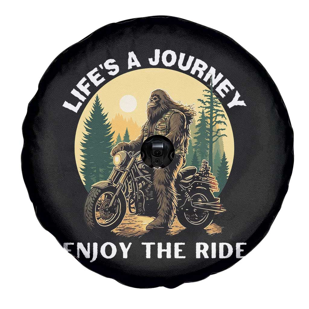 Motorcycle Bigfoot Sasquatch Spare Tire Cover Life Is A Journey Enjoy The Ride - Wonder Print Shop