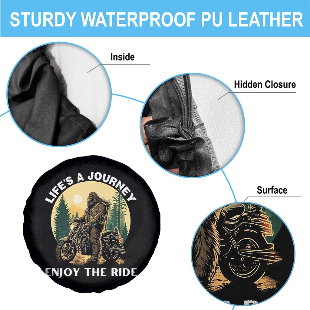 Motorcycle Bigfoot Sasquatch Spare Tire Cover Life Is A Journey Enjoy The Ride - Wonder Print Shop