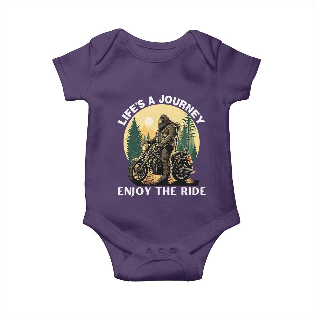 Motorcycle Bigfoot Sasquatch Baby Onesie Life Is A Journey Enjoy The Ride - Wonder Print Shop