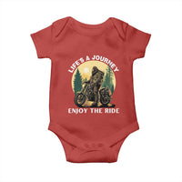 Motorcycle Bigfoot Sasquatch Baby Onesie Life Is A Journey Enjoy The Ride - Wonder Print Shop