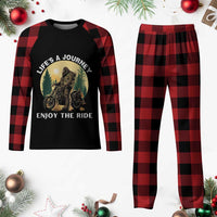 Motorcycle Bigfoot Sasquatch Plaid Pajama Set Life Is A Journey Enjoy The Ride - Wonder Print Shop