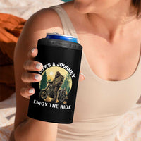 Motorcycle Bigfoot Sasquatch 4 in 1 Can Cooler Tumbler Life Is A Journey Enjoy The Ride