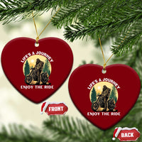 Motorcycle Bigfoot Sasquatch Ceramic Ornament Life Is A Journey Enjoy The Ride - Wonder Print Shop