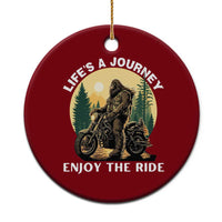 Motorcycle Bigfoot Sasquatch Ceramic Ornament Life Is A Journey Enjoy The Ride - Wonder Print Shop