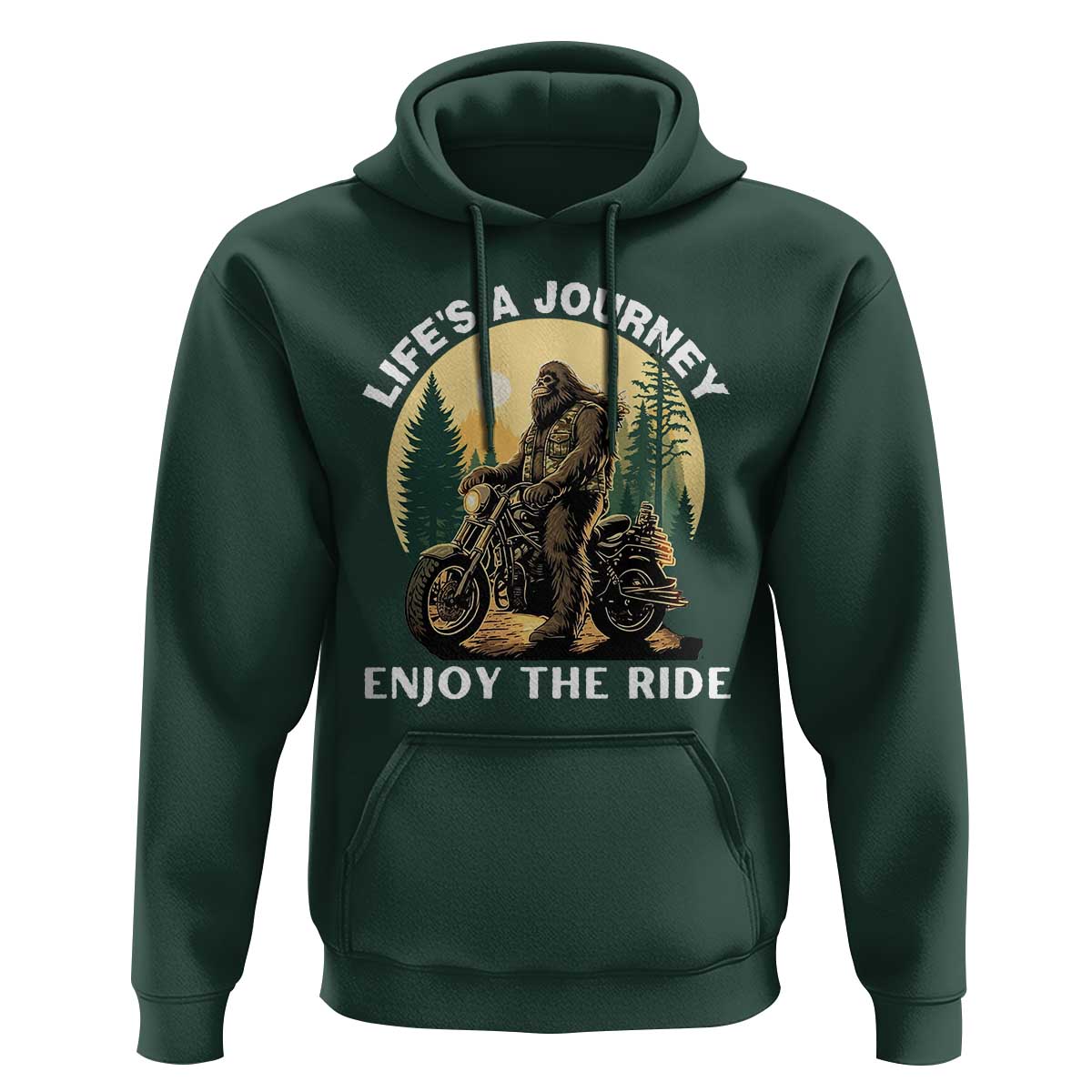 Motorcycle Bigfoot Sasquatch Hoodie Life Is A Journey Enjoy The Ride - Wonder Print Shop