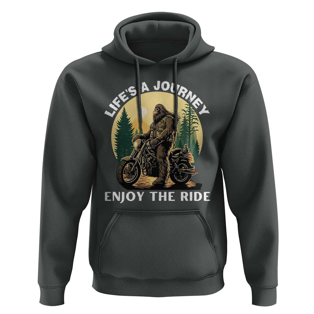 Motorcycle Bigfoot Sasquatch Hoodie Life Is A Journey Enjoy The Ride - Wonder Print Shop