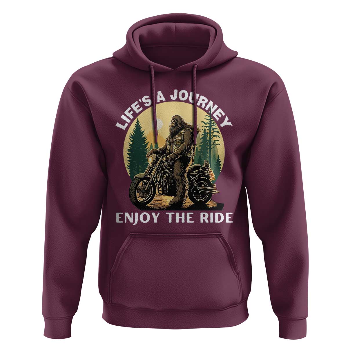 Motorcycle Bigfoot Sasquatch Hoodie Life Is A Journey Enjoy The Ride - Wonder Print Shop
