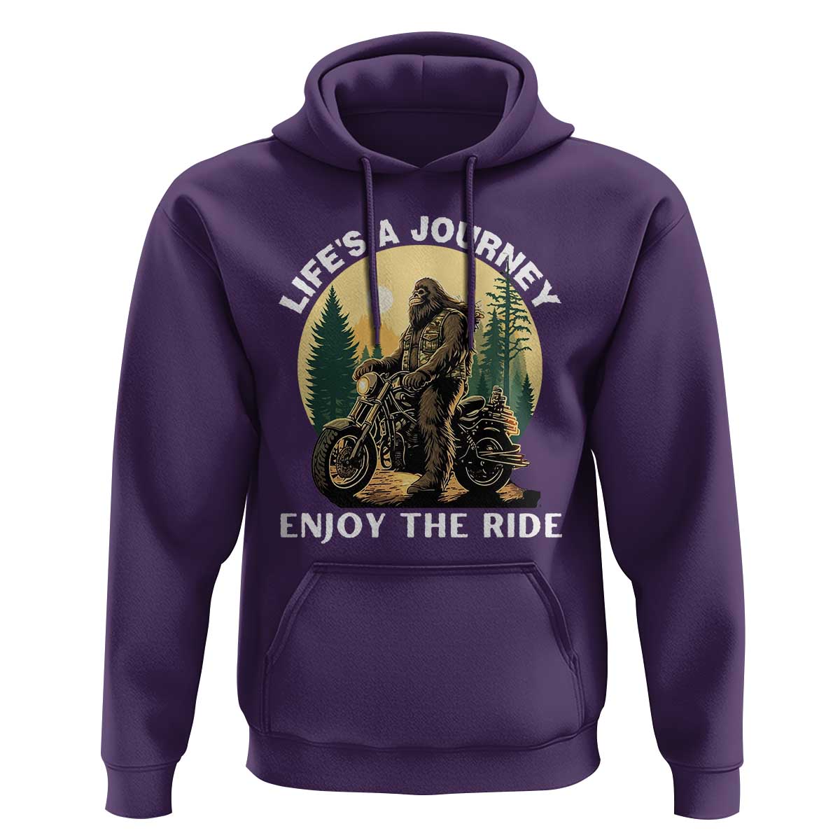 Motorcycle Bigfoot Sasquatch Hoodie Life Is A Journey Enjoy The Ride - Wonder Print Shop