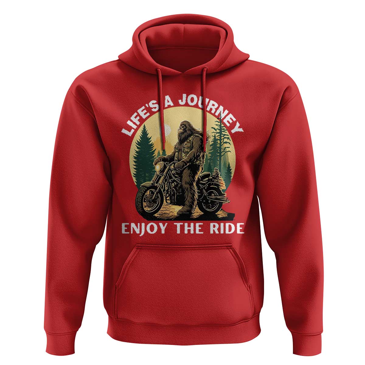 Motorcycle Bigfoot Sasquatch Hoodie Life Is A Journey Enjoy The Ride - Wonder Print Shop