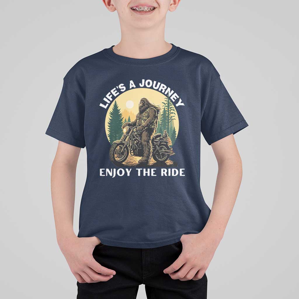 Motorcycle Bigfoot Sasquatch T Shirt For Kid Life Is A Journey Enjoy The Ride - Wonder Print Shop