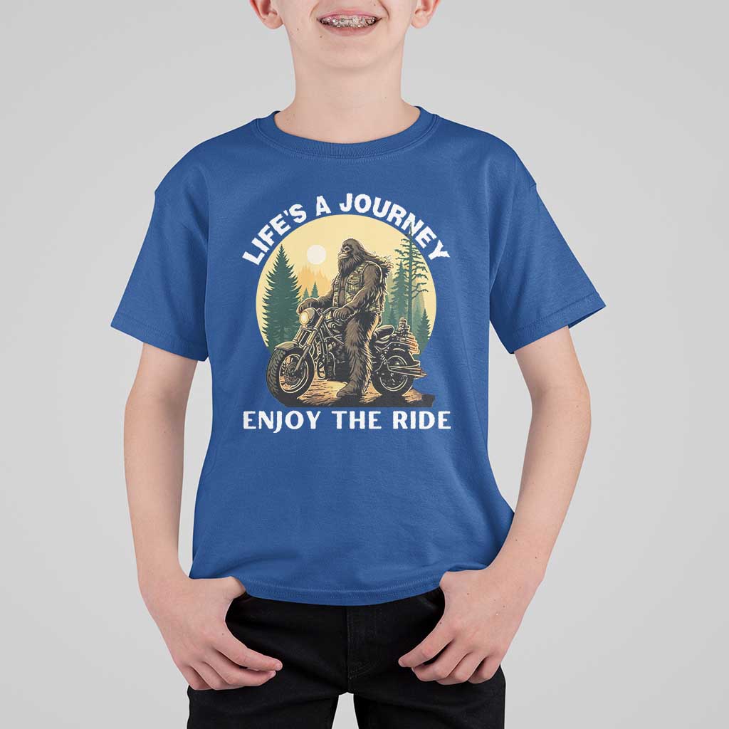 Motorcycle Bigfoot Sasquatch T Shirt For Kid Life Is A Journey Enjoy The Ride - Wonder Print Shop