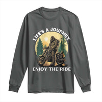 Motorcycle Bigfoot Sasquatch Long Sleeve Shirt Life Is A Journey Enjoy The Ride - Wonder Print Shop