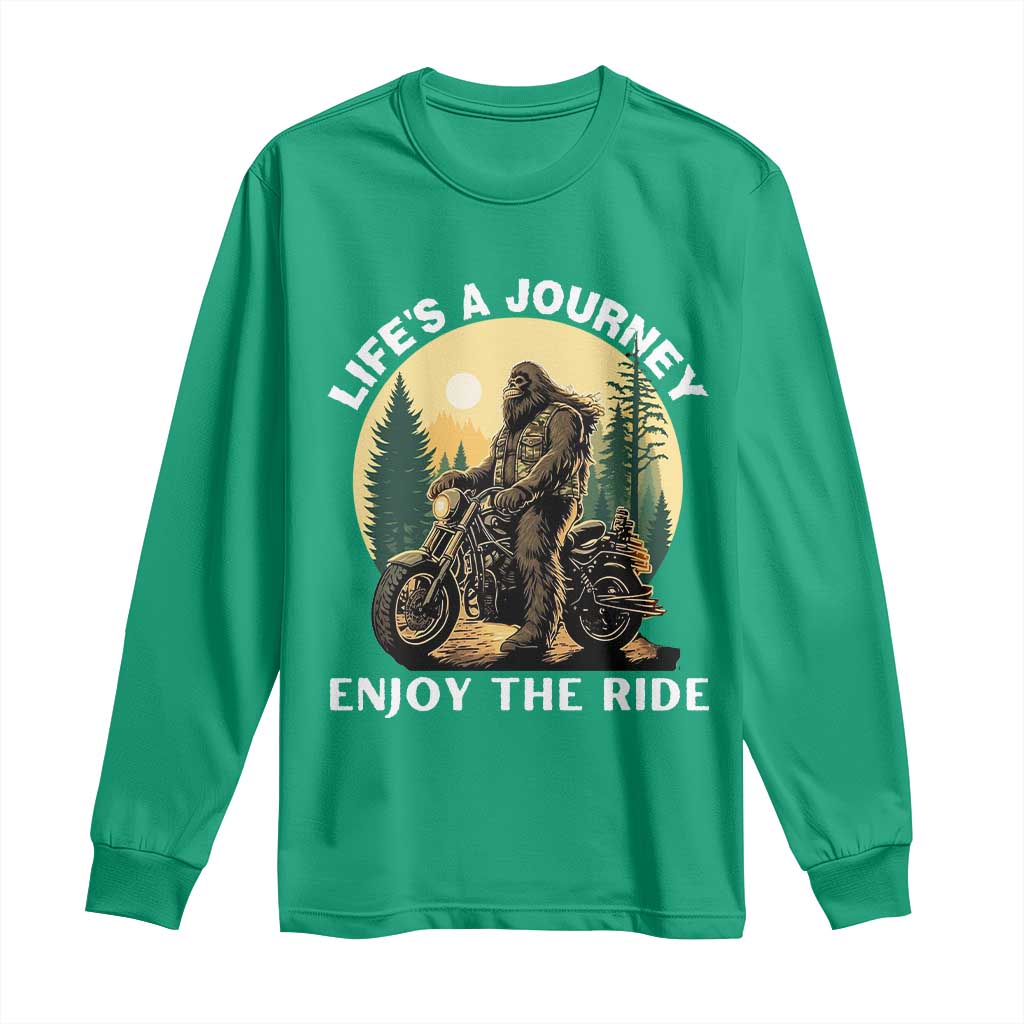 Motorcycle Bigfoot Sasquatch Long Sleeve Shirt Life Is A Journey Enjoy The Ride - Wonder Print Shop