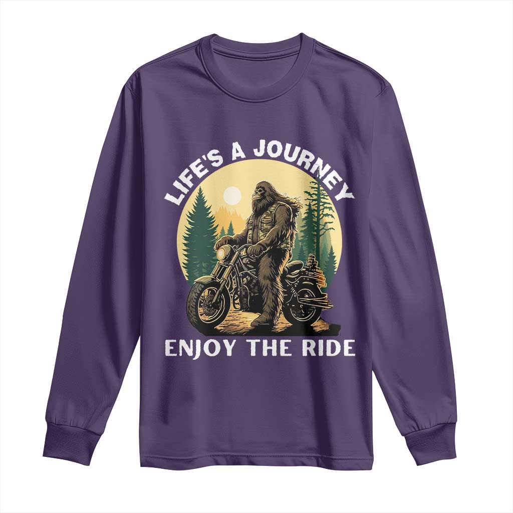 Motorcycle Bigfoot Sasquatch Long Sleeve Shirt Life Is A Journey Enjoy The Ride - Wonder Print Shop