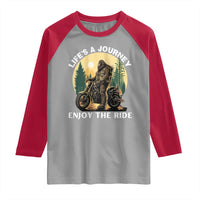 Motorcycle Bigfoot Sasquatch Raglan Shirt Life Is A Journey Enjoy The Ride - Wonder Print Shop