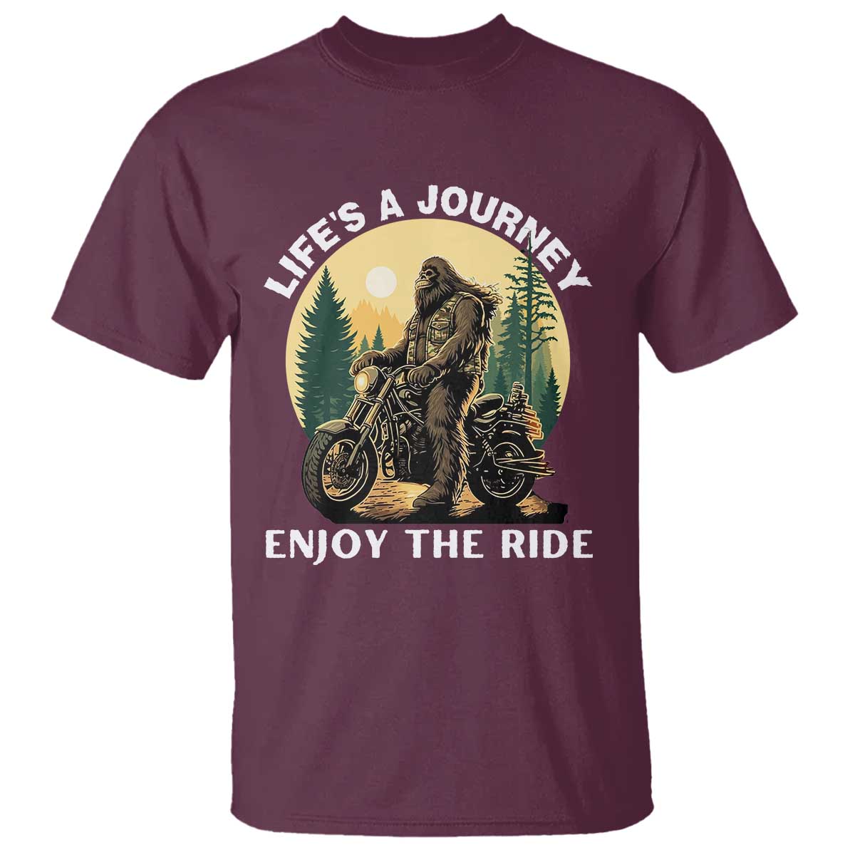 Motorcycle Bigfoot Sasquatch T Shirt Life Is A Journey Enjoy The Ride - Wonder Print Shop