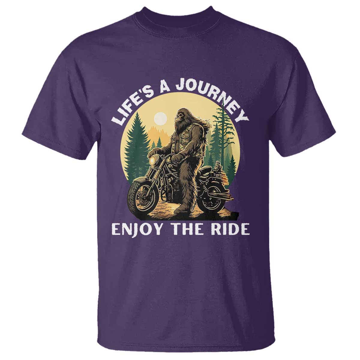 Motorcycle Bigfoot Sasquatch T Shirt Life Is A Journey Enjoy The Ride - Wonder Print Shop