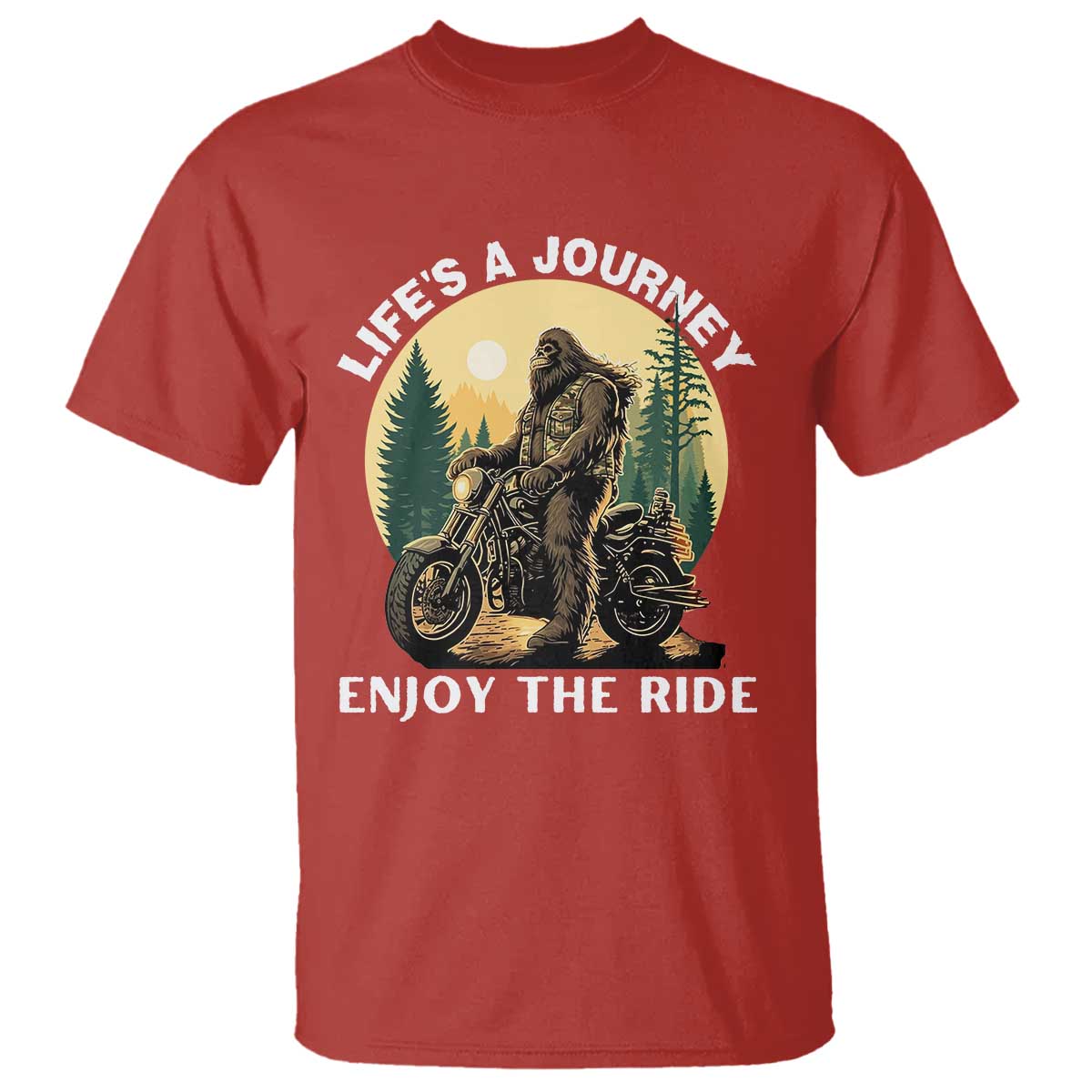Motorcycle Bigfoot Sasquatch T Shirt Life Is A Journey Enjoy The Ride - Wonder Print Shop