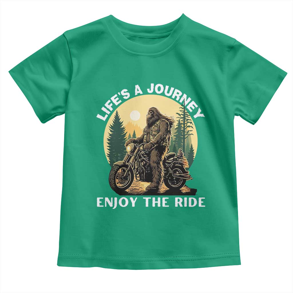 Motorcycle Bigfoot Sasquatch Toddler T Shirt Life Is A Journey Enjoy The Ride - Wonder Print Shop