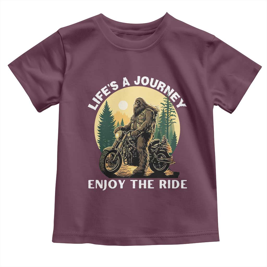 Motorcycle Bigfoot Sasquatch Toddler T Shirt Life Is A Journey Enjoy The Ride - Wonder Print Shop