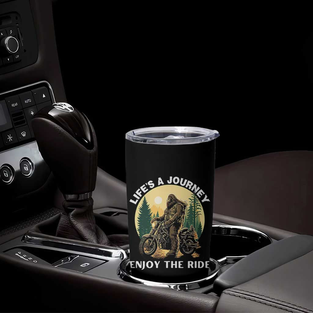 Motorcycle Bigfoot Sasquatch Tumbler Cup Life Is A Journey Enjoy The Ride