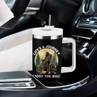 Motorcycle Bigfoot Sasquatch Tumbler With Handle Life Is A Journey Enjoy The Ride