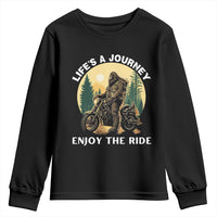 Motorcycle Bigfoot Sasquatch Youth Sweatshirt Life Is A Journey Enjoy The Ride - Wonder Print Shop