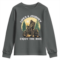 Motorcycle Bigfoot Sasquatch Youth Sweatshirt Life Is A Journey Enjoy The Ride - Wonder Print Shop