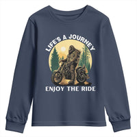 Motorcycle Bigfoot Sasquatch Youth Sweatshirt Life Is A Journey Enjoy The Ride - Wonder Print Shop