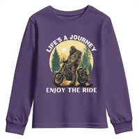 Motorcycle Bigfoot Sasquatch Youth Sweatshirt Life Is A Journey Enjoy The Ride - Wonder Print Shop