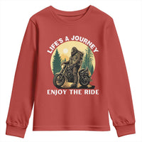 Motorcycle Bigfoot Sasquatch Youth Sweatshirt Life Is A Journey Enjoy The Ride - Wonder Print Shop