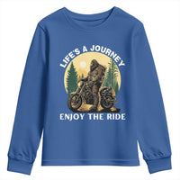 Motorcycle Bigfoot Sasquatch Youth Sweatshirt Life Is A Journey Enjoy The Ride - Wonder Print Shop