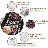 Racing Girl Throw Blanket Girls Like Race Cars Too - Wonder Print Shop