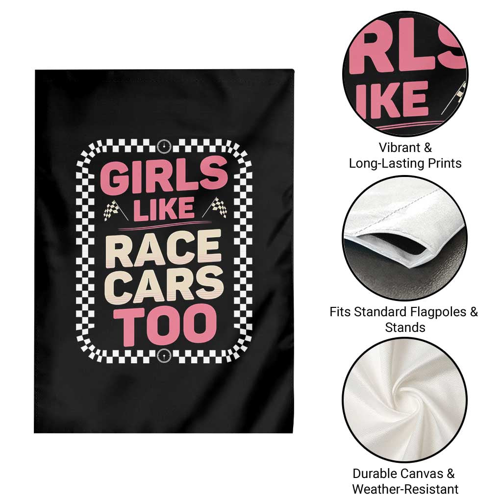 Racing Girl Garden Flag Girls Like Race Cars Too - Wonder Print Shop