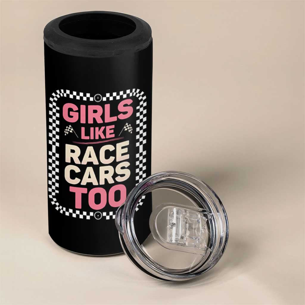 Racing Girl 4 in 1 Can Cooler Tumbler Girls Like Race Cars Too