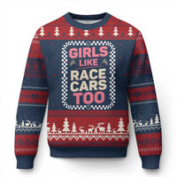 Racing Girl Ugly Christmas Sweater Girls Like Race Cars Too - Wonder Print Shop