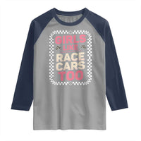 Racing Girl Raglan Shirt Girls Like Race Cars Too - Wonder Print Shop