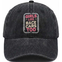 Racing Girl Washed Cotton Baseball Cap Girls Like Race Cars Too