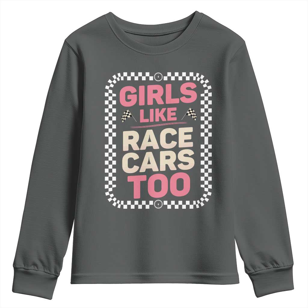 Racing Girl Youth Sweatshirt Girls Like Race Cars Too - Wonder Print Shop