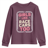 Racing Girl Youth Sweatshirt Girls Like Race Cars Too - Wonder Print Shop